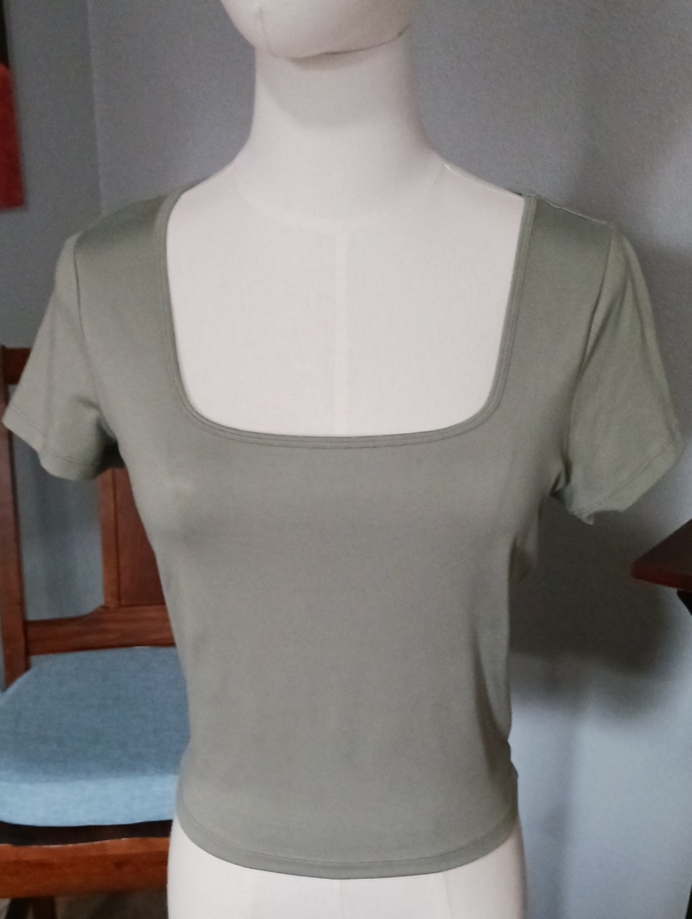 Hollister- Sage Green Square Neck Crop Top